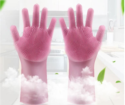 Silicone Heat-resistant Cleaning Brush Scrubbing Gloves null