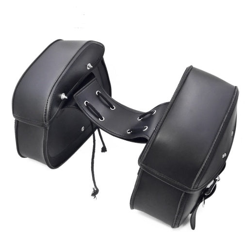 Black PU Leather Luggage Bags Motorcycle Saddlebags Saddle Bags Pouch For Shoppers Synchrony