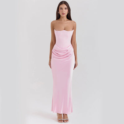 Slim Tube Top Long Dress Sexy Fashion Bandeau Backless Party Evening Dresses For Women Clothing null