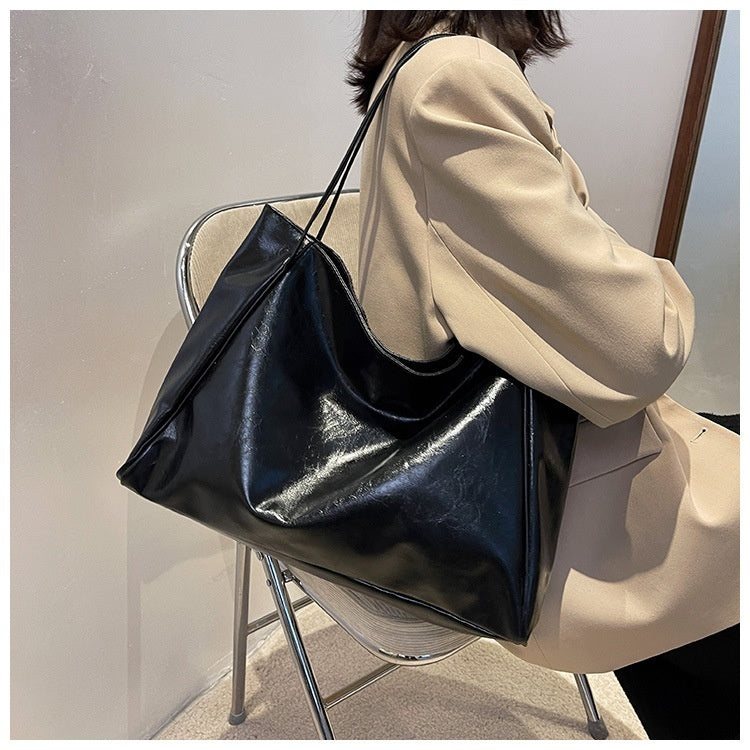 Vintage Women's Tote Bag Athletic Casual Fashion Large Capacity Leather Shoulder Bag Shopper Harajuku Simple Handbag null
