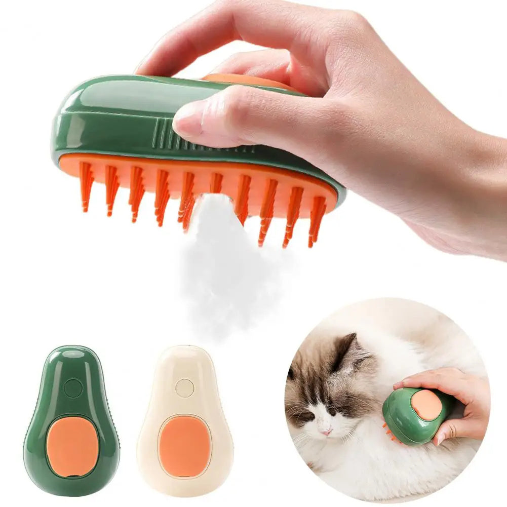 Steamy Cat Brush Cat Dog Grooming Comb Electric Self Cleaning Steam Cat Brush For Massage Avocado Shape Pet Spray Cat Grooming null