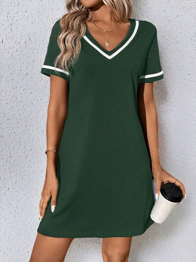 Women's Dress Black V-neck Casual Short Sleeve Dress null