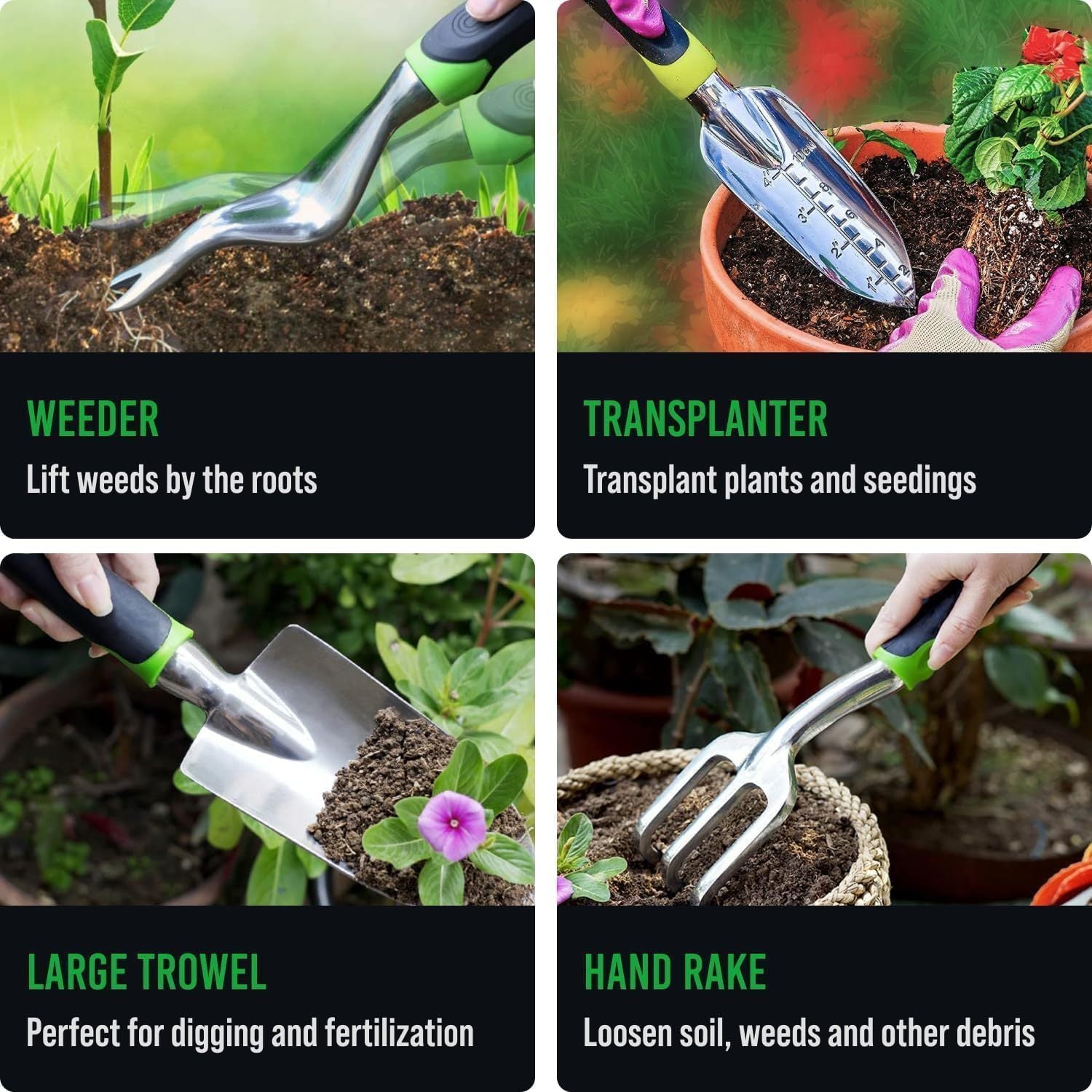 Heavy Duty Garden Tools 9Pieces Set - Rust Proof, Ergonomic Gardening Hand Tools Garden Gifts For Mom And Dad Shoppers Synchrony