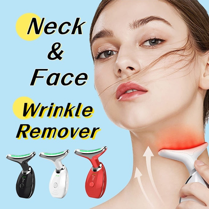 Neck Face Beauty Device Colorful LED Photon Therapy Skin Tighten Reduce Double Chin Anti Wrinkle Remove Lifting Massager null