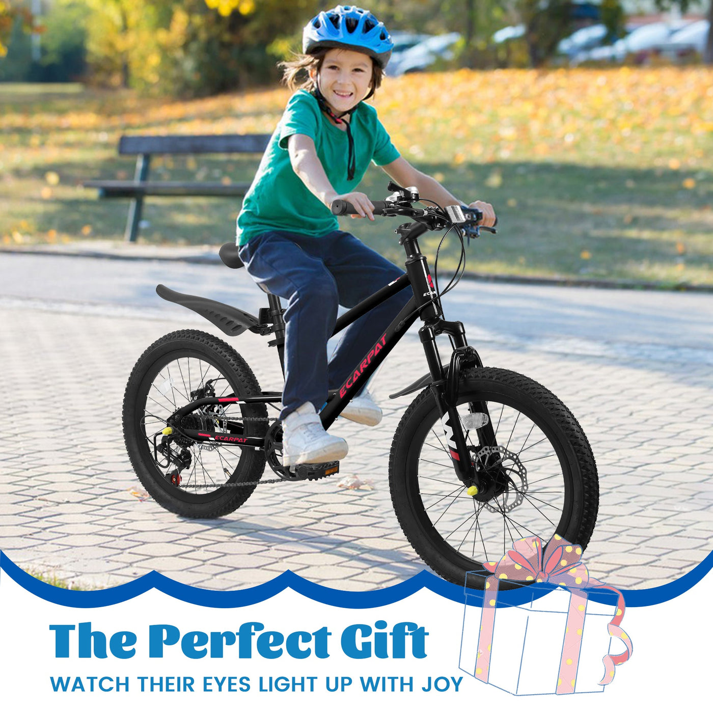 A20184 20 Inch Mountain Kids Bike For Boys & Girls, Ages 6-12, 7-Speed With Front Suspension null