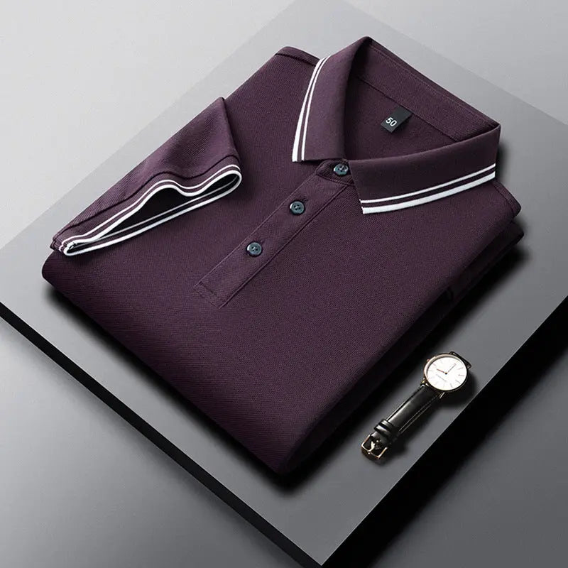 Summer Lapel Mercerized Cotton T-shirt Loose Breathable null