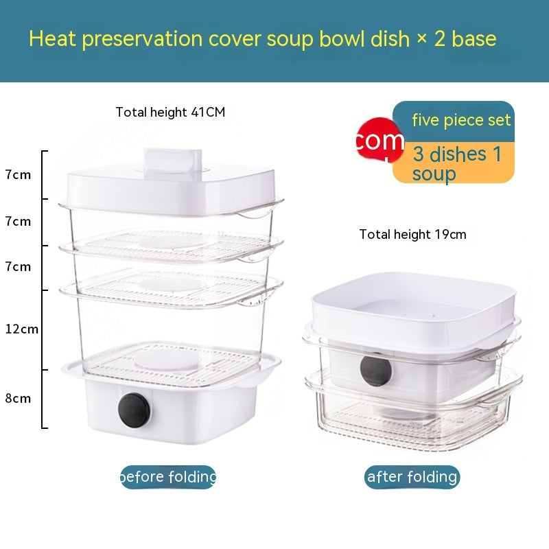 Multi-layer Dish Cover Heat Preservation Kitchen Cover Dining Table Leftover Storage Box Transparent Stack Cooking Hood Steamer null