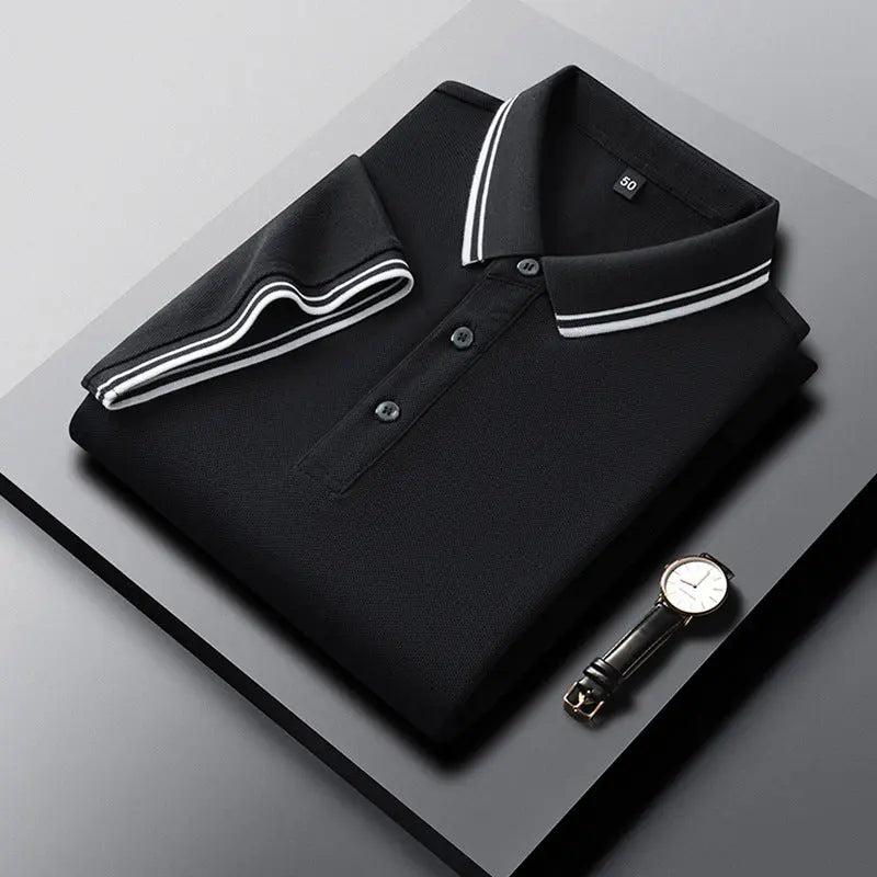 Summer Lapel Mercerized Cotton T-shirt Loose Breathable null