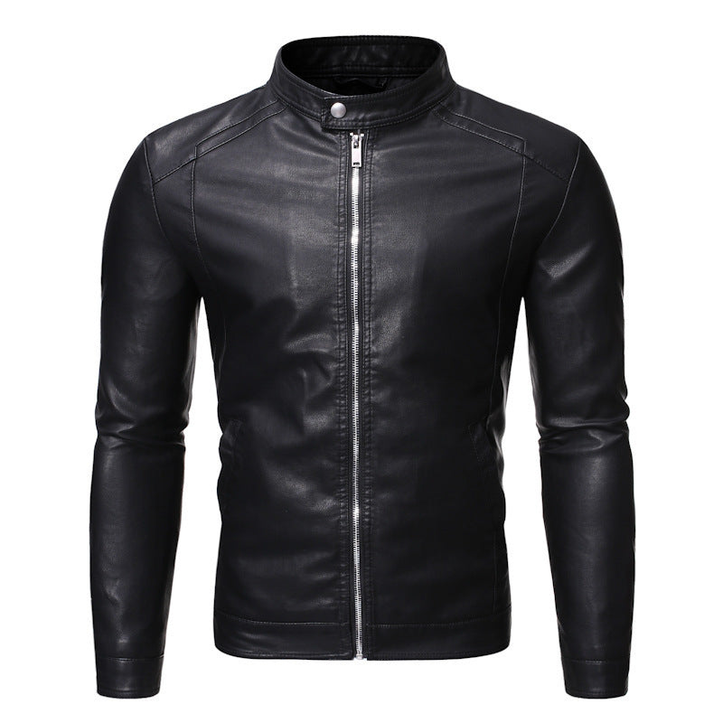 Men's Slim Casual Leather Jacket Motorcycle Jacket null