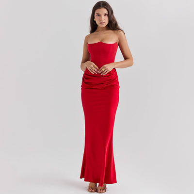 Slim Tube Top Long Dress Sexy Fashion Bandeau Backless Party Evening Dresses For Women Clothing null