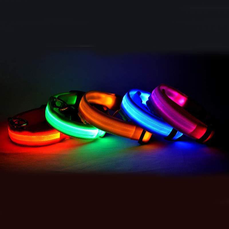 Nylon LED Pet Dog Luminous Collar Night Safety Flashing Glow in Dark Dog Cat Leash Adjustable Pet Supplies null