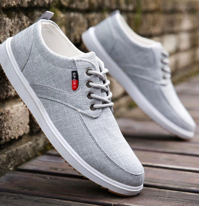 Men's Lace-up Canvas Shoes Casual Men Breathable Walking Flats Shoes null