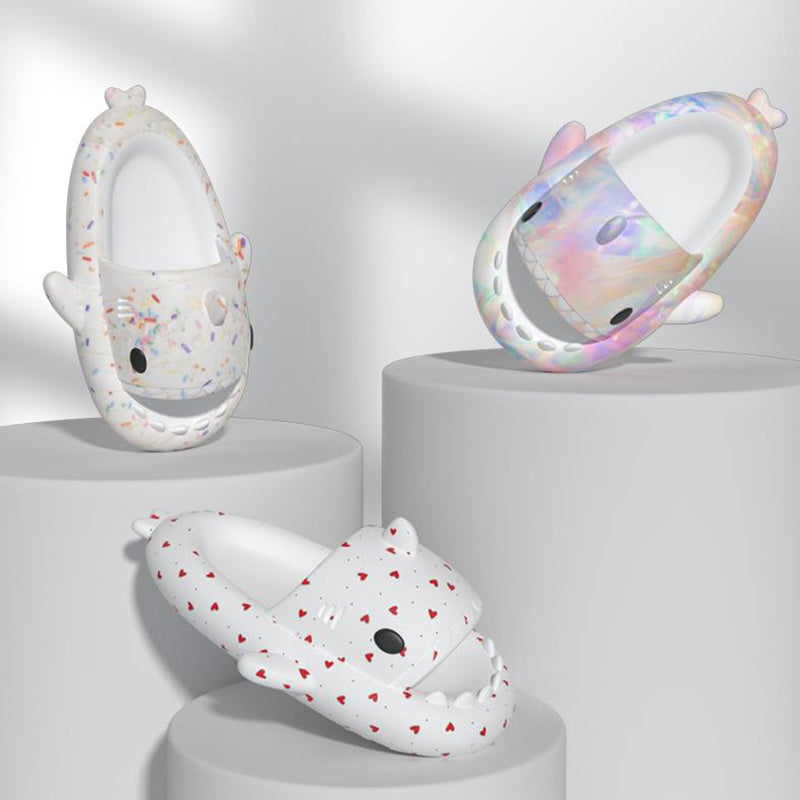 Lovers Shark Slippers Heart Print Shoes Women Men null