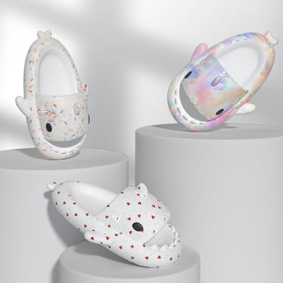 Lovers Shark Slippers Heart Print Shoes Women Men null