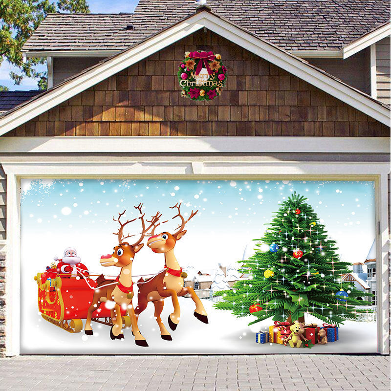 Christmas Background Hanging Cloth Garage Door Patch Holiday Party null