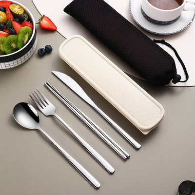 304 Dinnerware Set Flatware Kitchen Accessories Camping Travel Sets Gold Knife Fork Spoon Portable Cutlery Sets With Case null
