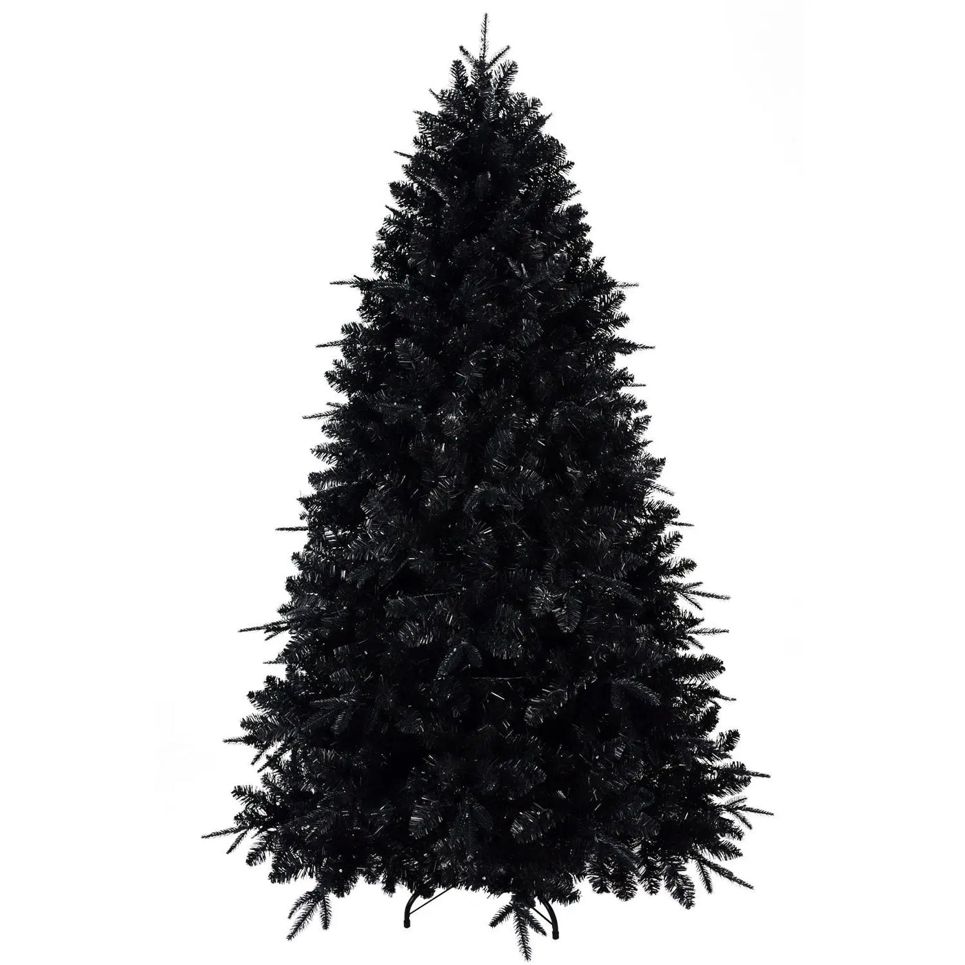 Prelit Black Christmas Tree With White Lights Artificial Fake Christmas Tree With PE&PVC Branch Tips For Halloween And Xmas Tree For Holiday Decorations, Metal Stand And Hinged Branches null