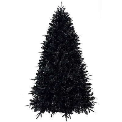 Prelit Black Christmas Tree With White Lights Artificial Fake Christmas Tree With PE&PVC Branch Tips For Halloween And Xmas Tree For Holiday Decorations, Metal Stand And Hinged Branches null