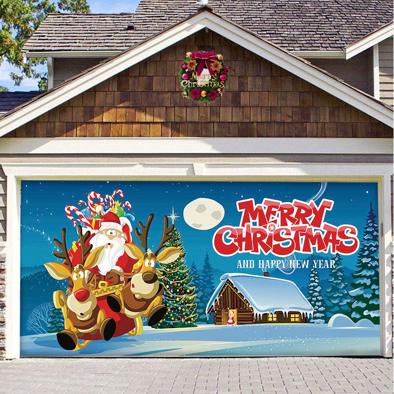 Christmas Background Hanging Cloth Garage Door Patch Holiday Party null