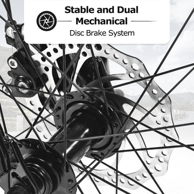 S26109 26 Inch Fat Tire Bike Adult-Youth Full Shimano 21 Speed Mountain Bike, Dual Disc Brake, High-Carbon Steel Frame, Front Suspension, Mountain Trail Bike, Urban Commuter City Bicycle null