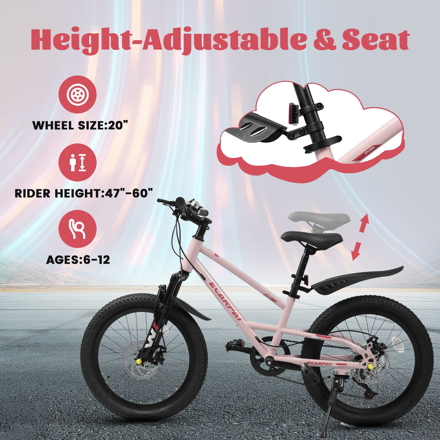 20 Inch Mountain Kids Bike For Boys & Girls, Ages 6-12, 7-Speed With Front Suspension null