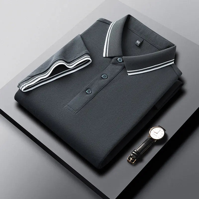 Summer Lapel Mercerized Cotton T-shirt Loose Breathable null