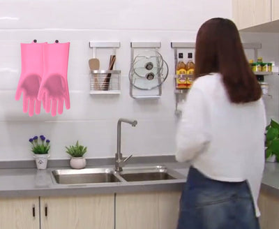 Silicone Heat-resistant Cleaning Brush Scrubbing Gloves null