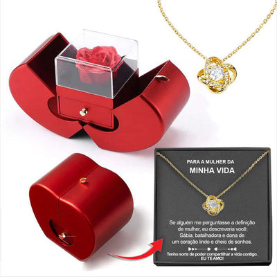 Fashion Jewelry Box Red Apple Christmas Gift Necklace Eternal Rose For Girl Mother's Day Valentine's Day Gifts With Artificial Flower Rose Flower Jewelry Box null