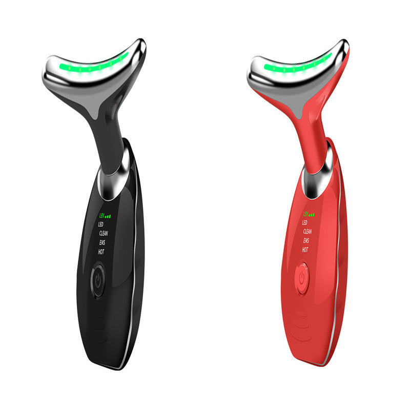 Neck Face Beauty Device Colorful LED Photon Therapy Skin Tighten Reduce Double Chin Anti Wrinkle Remove Lifting Massager null