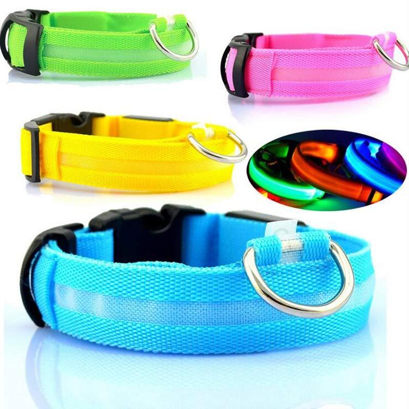 Nylon LED Pet Dog Luminous Collar Night Safety Flashing Glow in Dark Dog Cat Leash Adjustable Pet Supplies null