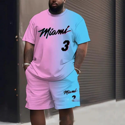 Men's Creative Casual 3d Printed T-shirt Shorts Two-piece Suit null