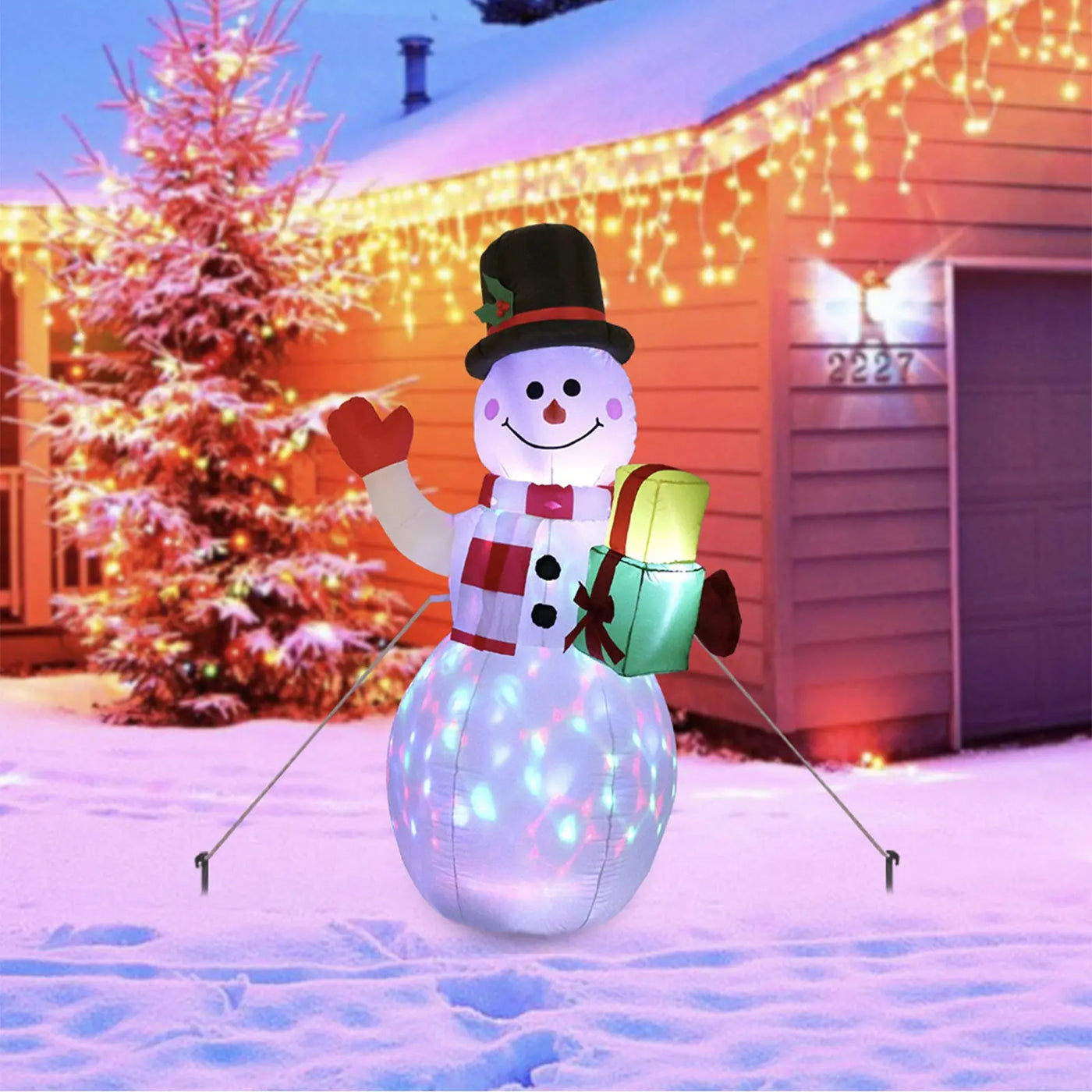 Christmas LED Lights Glowing Santa Tree Snowman Inflatable Doll Outdoor Yard Garden Decor null