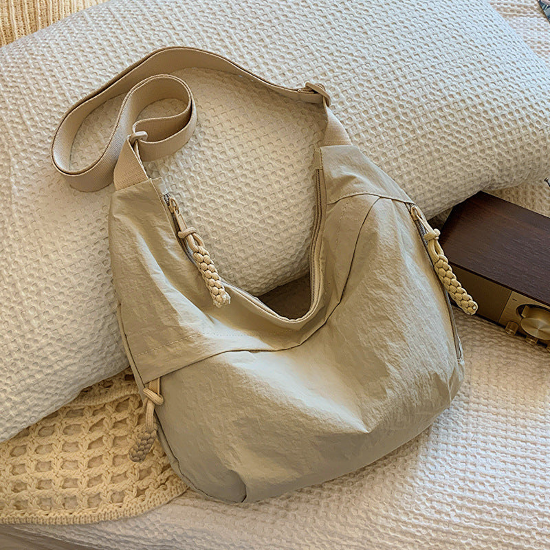 Washed Wrinkled Nylon Shoulder Travel Messenger Bag null