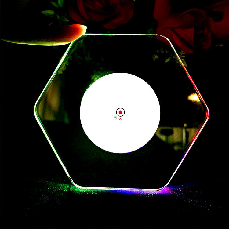 LED Glow Coaster Acrylic Crystal Emitting Luminous Bar Cocktail Mug Stand Light Coasters Flashing Base Tableware Decoration Pads null