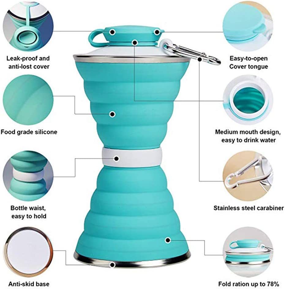 500ML Silicone Water Bottle Cup Foldable Leak Proof Portable Sports Travel Water Bottles For Outdoor Travel Gym Hiking Reuseable Kitchen Gadgets null