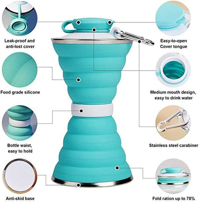 500ML Silicone Water Bottle Cup Foldable Leak Proof Portable Sports Travel Water Bottles For Outdoor Travel Gym Hiking Reuseable Kitchen Gadgets null