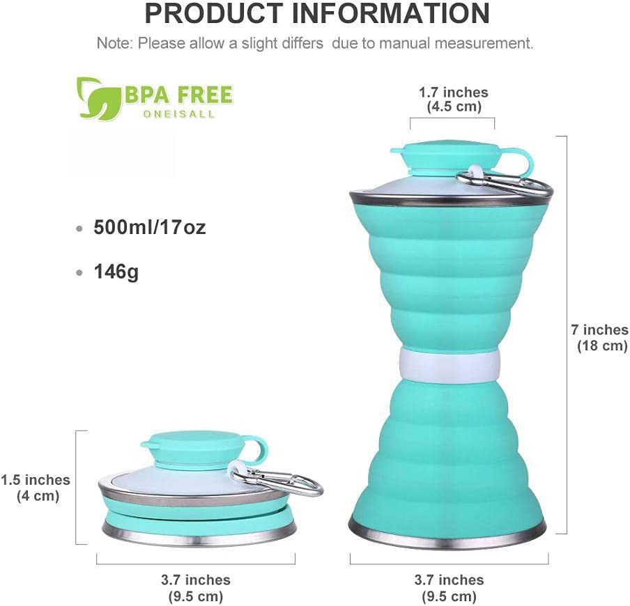 500ML Silicone Water Bottle Cup Foldable Leak Proof Portable Sports Travel Water Bottles For Outdoor Travel Gym Hiking Reuseable Kitchen Gadgets null