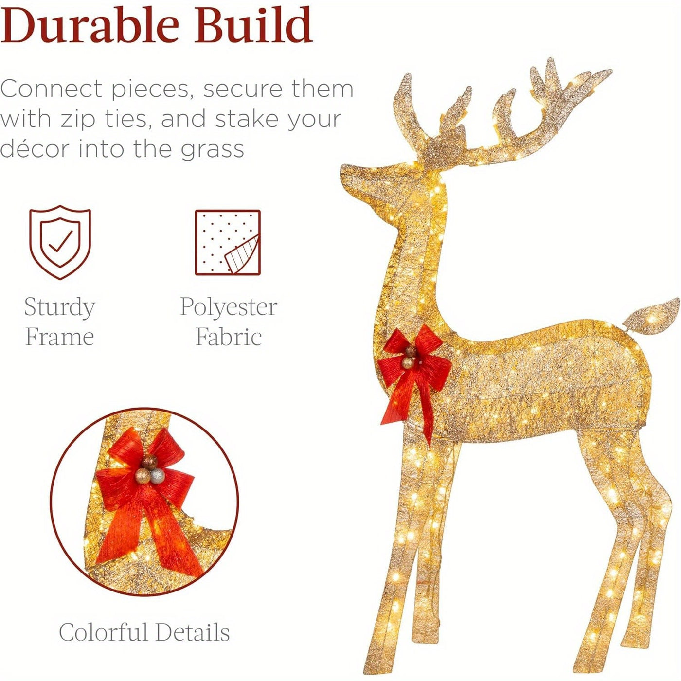 Golden Christmas Reindeer Set - 3-Piece Holiday Decoration null