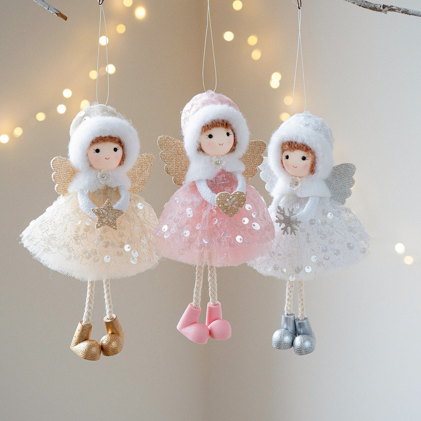 Christmas Winter Mesh Angel Big Eyes Girl Pendant null