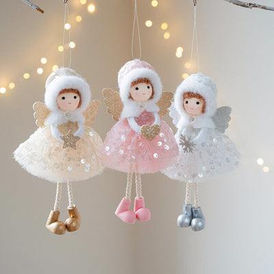 Christmas Winter Mesh Angel Big Eyes Girl Pendant null