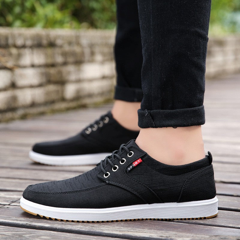 Men's Lace-up Canvas Shoes Casual Men Breathable Walking Flats Shoes null