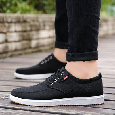 Men's Lace-up Canvas Shoes Casual Men Breathable Walking Flats Shoes null