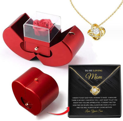 Fashion Jewelry Box Red Apple Christmas Gift Necklace Eternal Rose For Girl Mother's Day Valentine's Day Gifts With Artificial Flower Rose Flower Jewelry Box null