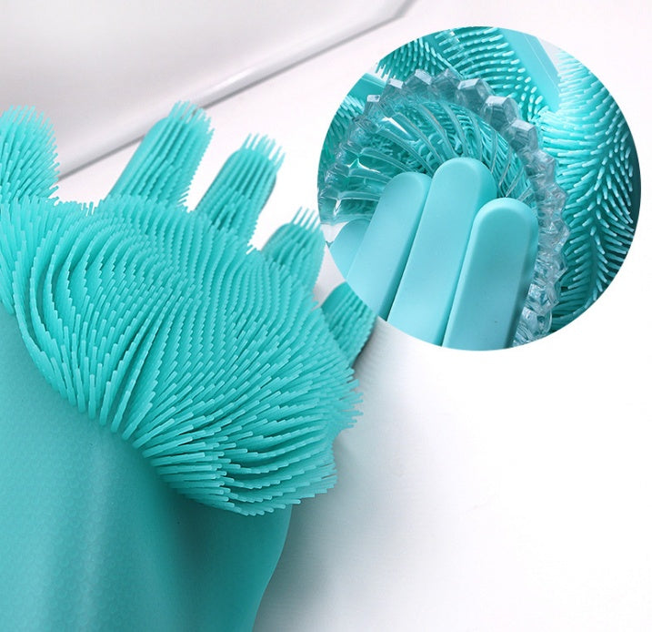 Silicone Heat-resistant Cleaning Brush Scrubbing Gloves null