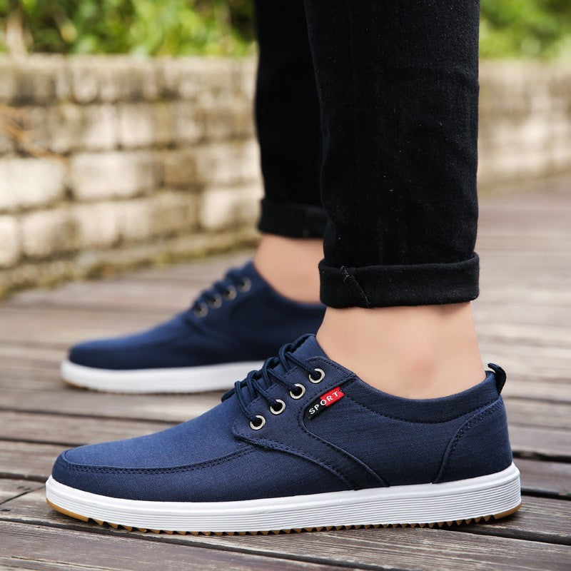 Men's Lace-up Canvas Shoes Casual Men Breathable Walking Flats Shoes null