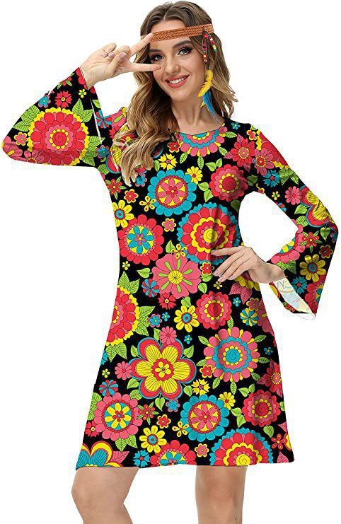 Vintage Hippie Clothing Print Women Dress Shoppers Synchrony