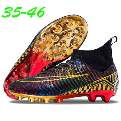 High-top Soccer Shoes Gold Plated Bottom Training Shoes Middle School Student Artificial Grass Sneaker Male null