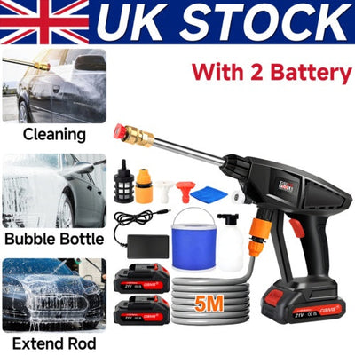 2 Battery Cordless Car High Pressure Washer Jet Wash Cleaner Gun Portable UK null