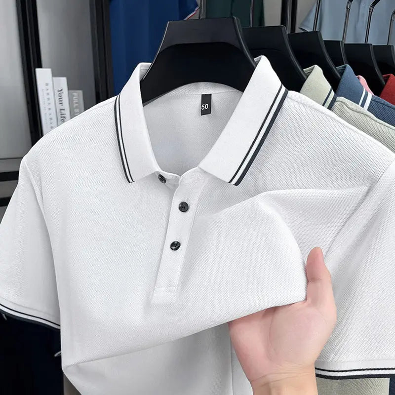 Summer Lapel Mercerized Cotton T-shirt Loose Breathable null