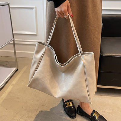 Vintage Women's Tote Bag Athletic Casual Fashion Large Capacity Leather Shoulder Bag Shopper Harajuku Simple Handbag null